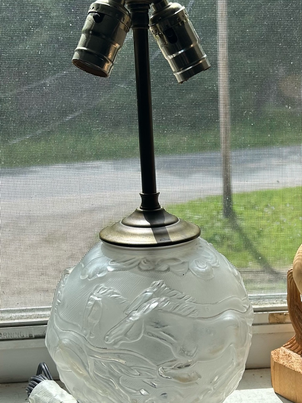 Antique Frosted Glass Horse Lamp- Karl Zentner - Picture 11 of 13